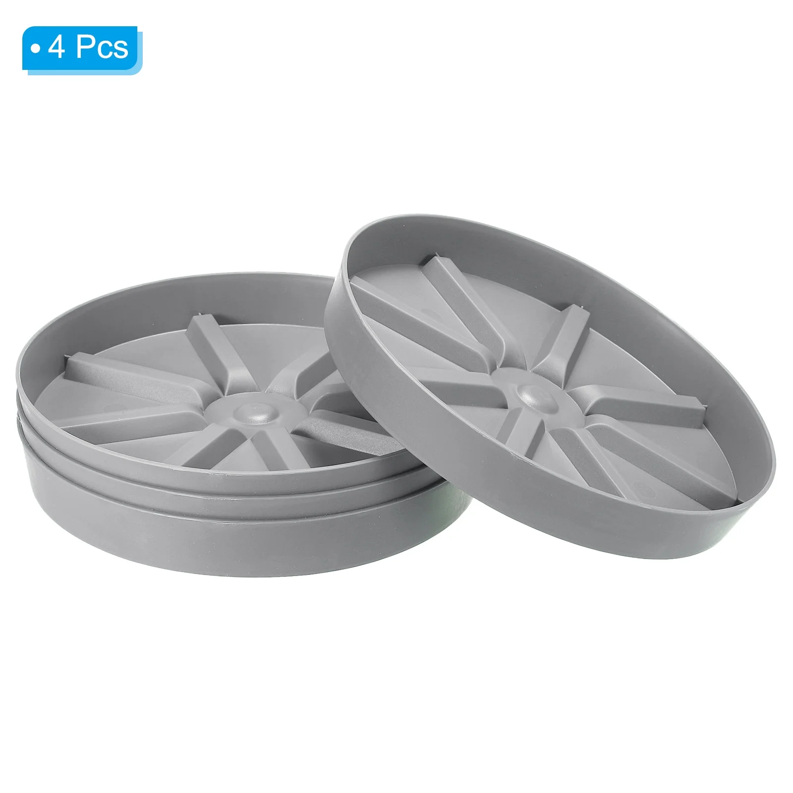 Uxcell 9 Inch Plant Saucers Tray, Durable Plastic Round Flower Pot Drip Tray, Grey 4Pcs