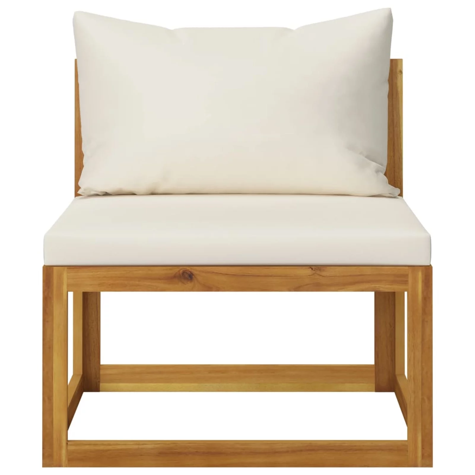 Andoer 4 Piece Garden Set with Cushion Cream Solid Acacia Wood