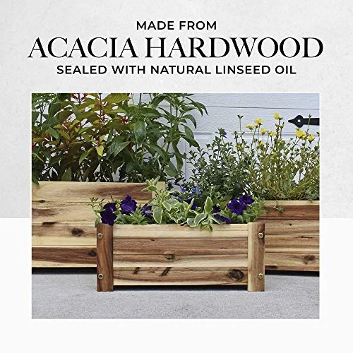 | Raised Garden Bed | Rectangle Wood Planter Box | The Perfect Wooden Flower Box | 16