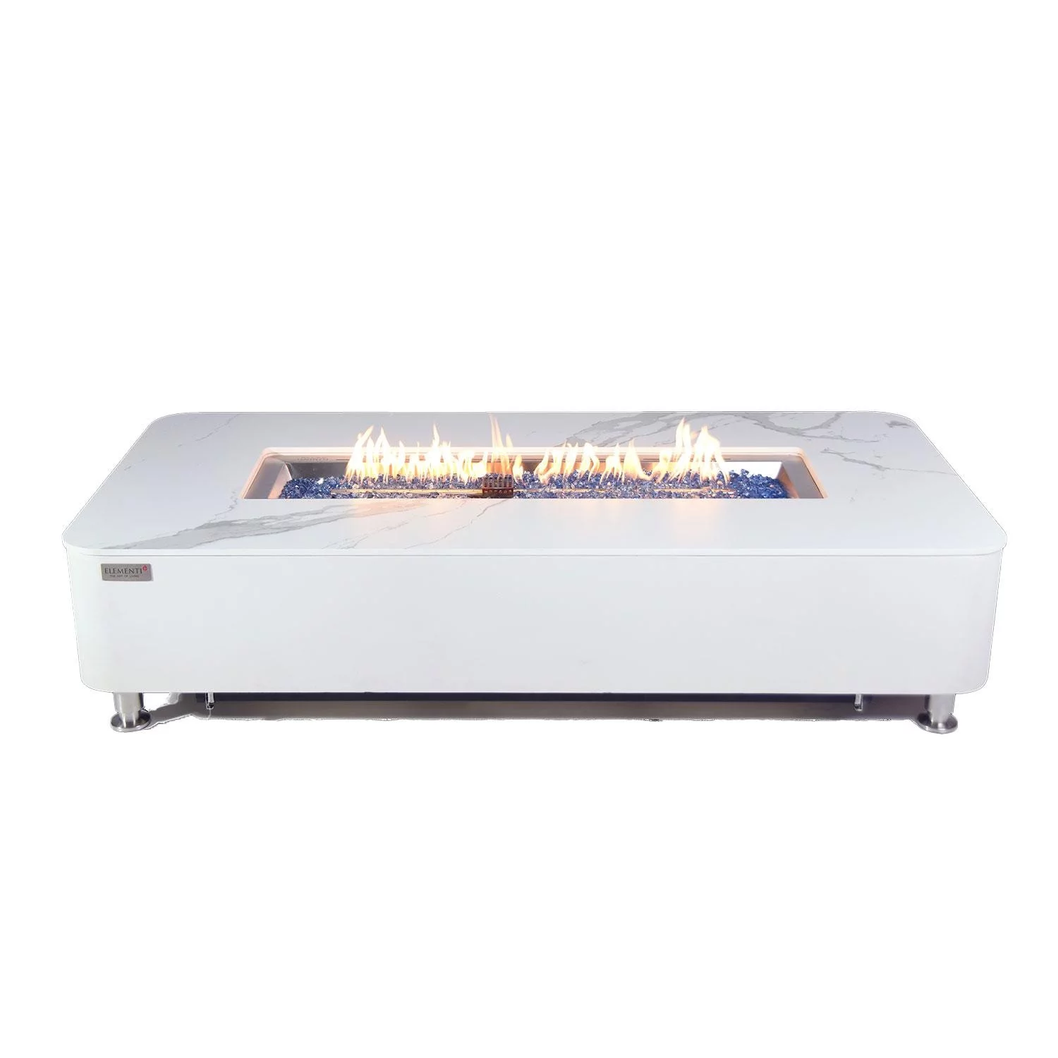 Lakeview Crossview 30-Inch Rectangle Porcelain Top Natural Gas Fire Pit Table - White - SCOFP102BW-NG
