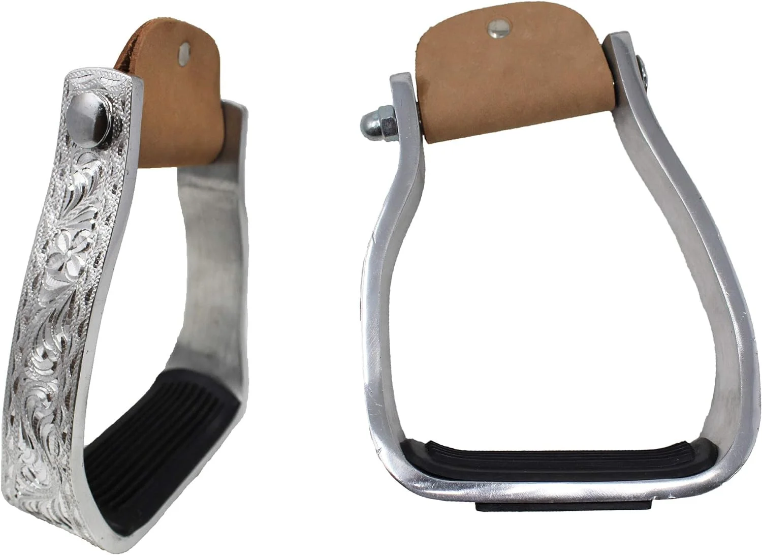 Challenger Western Engraved Angled Sloped Barrel Aluminum  Stirrups 51140