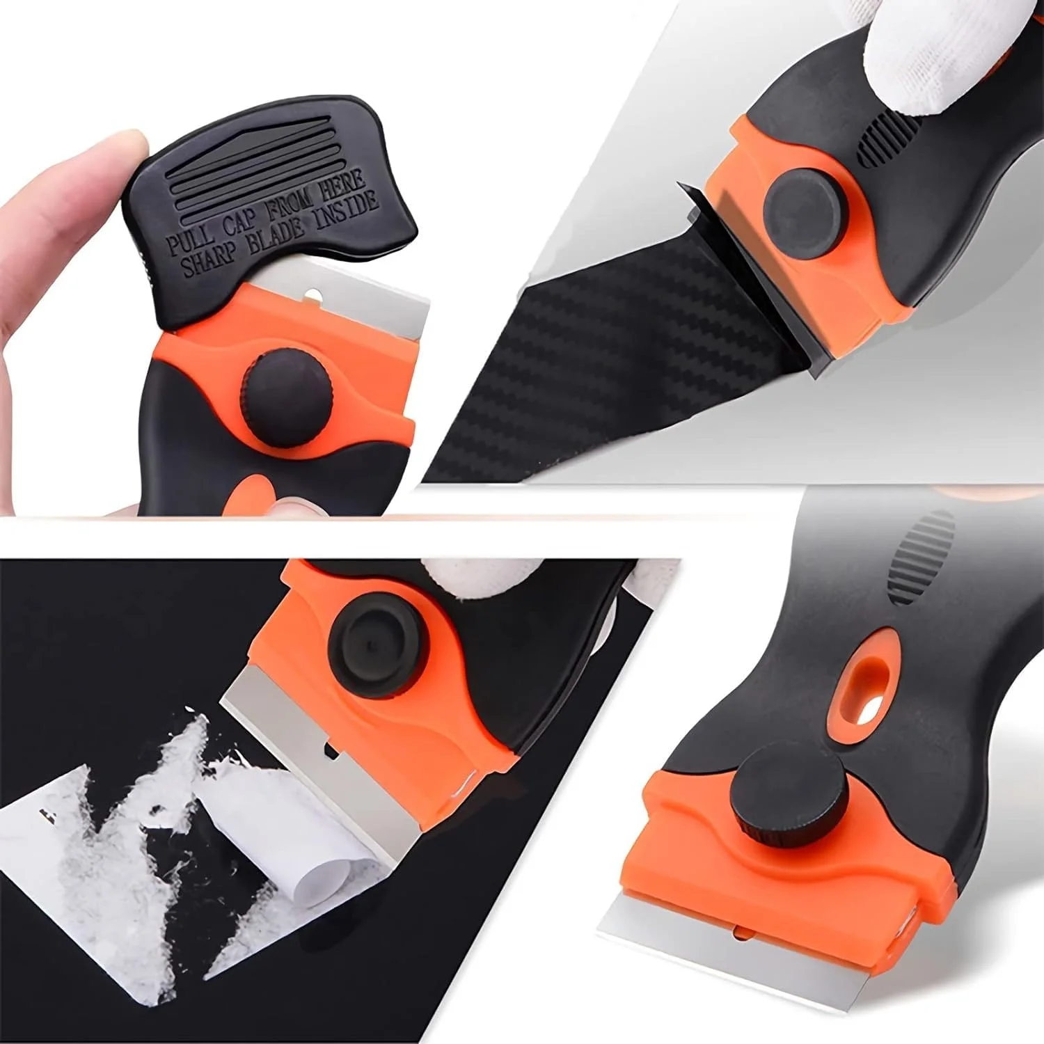 Razor Blade Scraper Tool, Decals and Stickers, 20 Blades, 2-in-1 Design