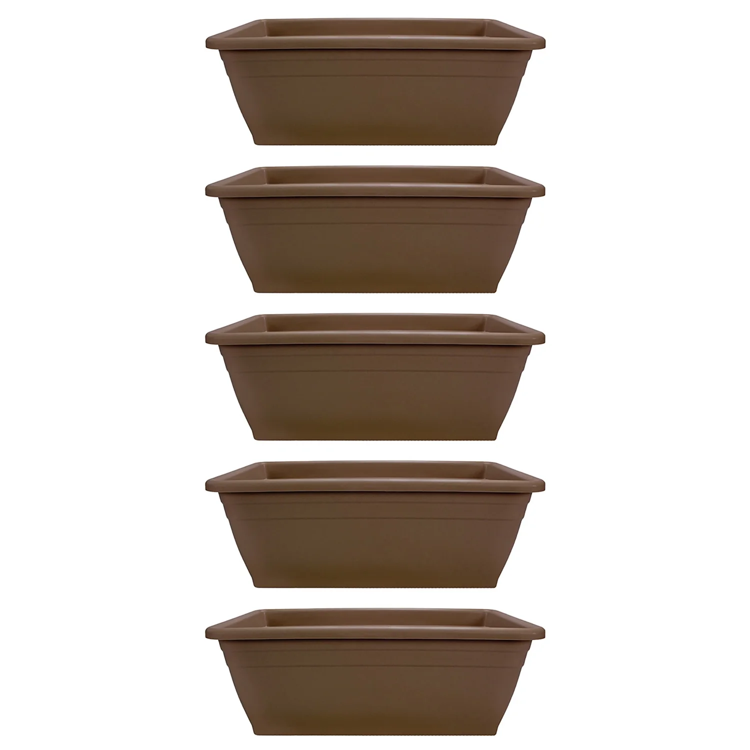HC Companies 12-Inch Outdoor Plastic Deck Flower Planter Box, Chocolate (5 Pack)