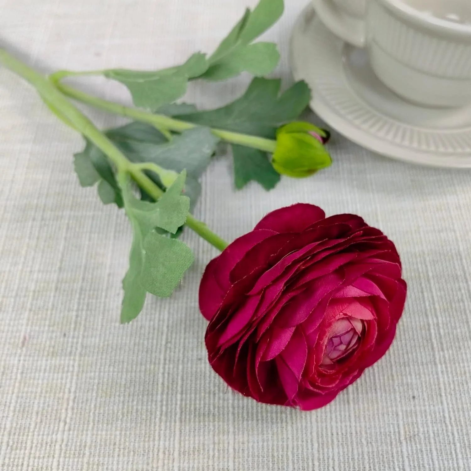 Namzi Artificial Ranunculus Flowers with Real Touch Stem, Silk Ranunculus Flowers(6 Pack) (Red)