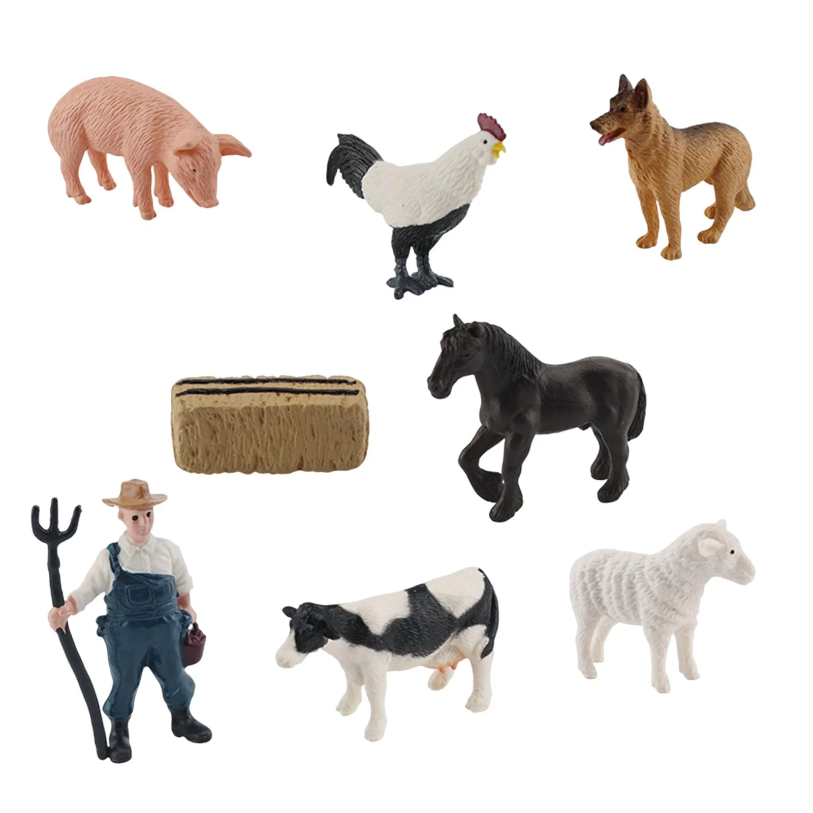 Rushawy Farm Animal Figurines Playset Realistic 8Pcs 8x Animal Model