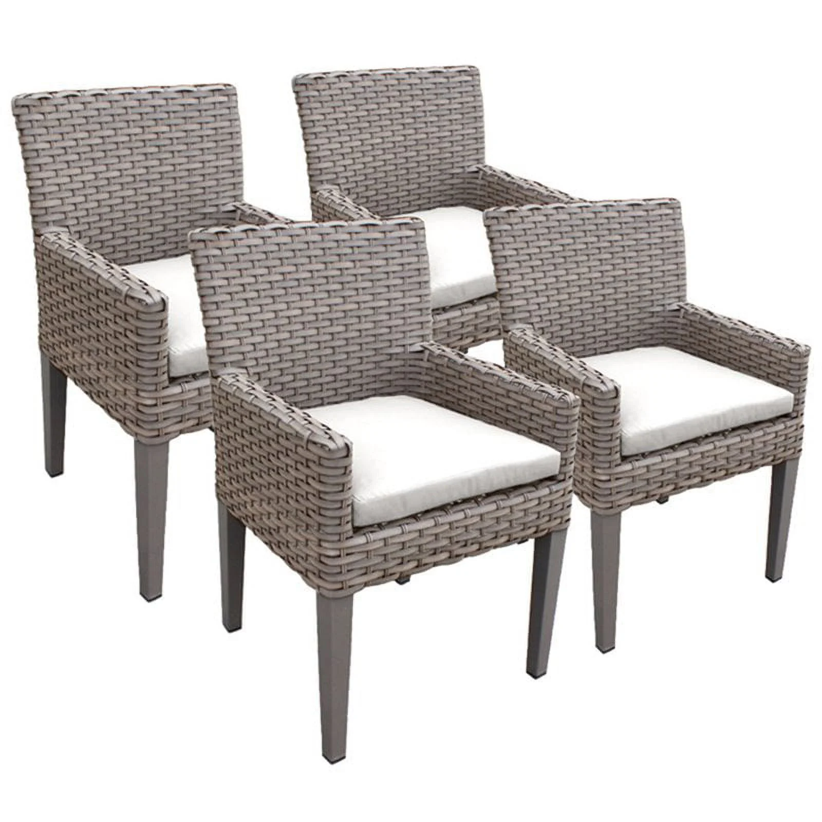 TK Classics Oasis Patio Dining Arm Chair in White (Set of 4)