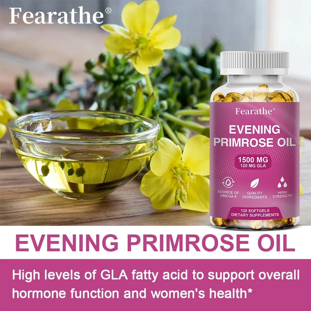 Evening Primrose Oil 1500mg, 30/60/120 Capsules Promotes Women's Health - Cold Pressed, Non-GMO, Gluten Free