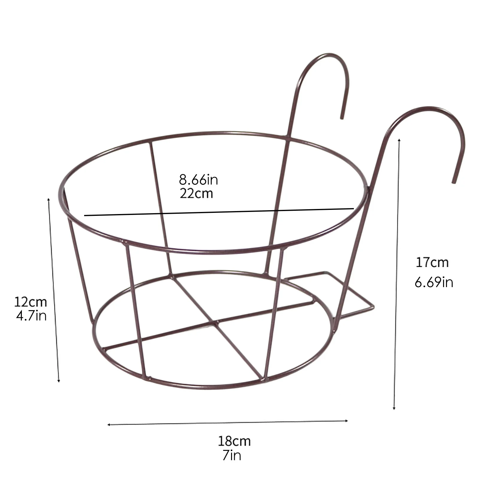 Bnnlsa Flower Pots Metal Art Hanging Basket Flower Pot Holder Hanger Fence Garden Plant Rack Decor