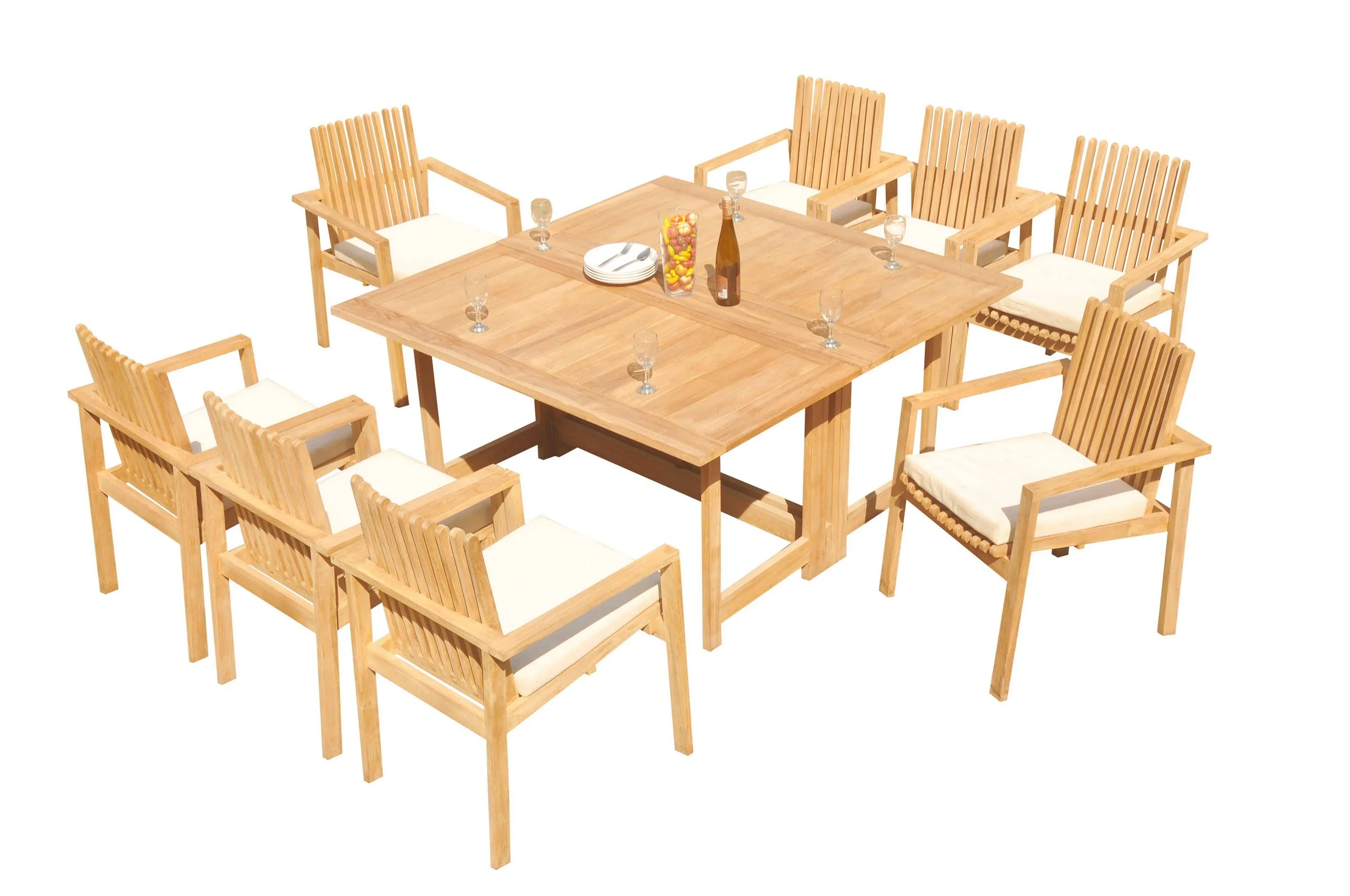 Grade-A Teak Dining Set: 8 Seater 9 Pc: 60
