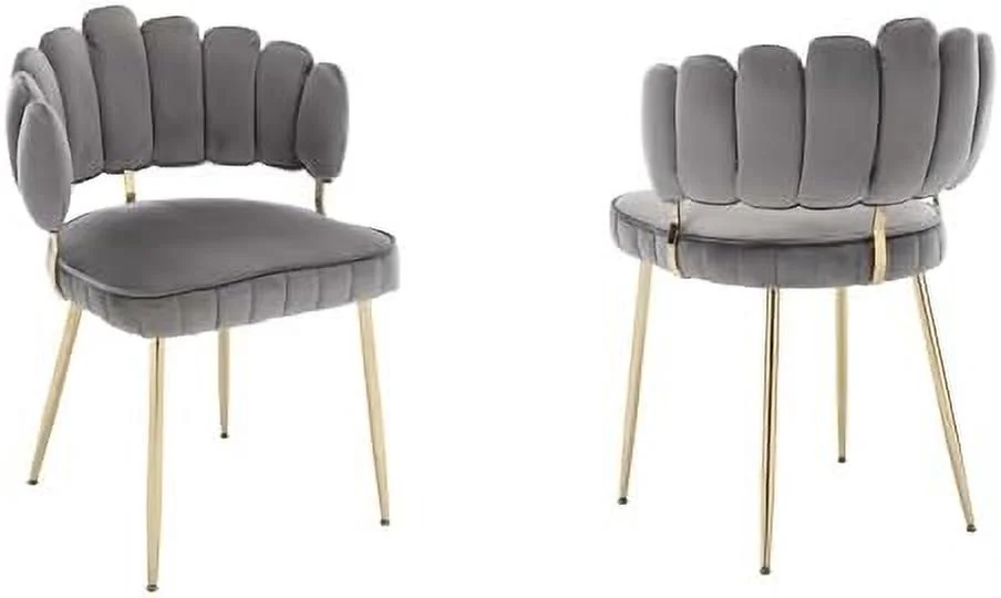 MQLIFEBOOM Accent Dining Chairs  Kitchen Chairs Set of 4 with Rattan Backrest Modern Industrial Upholstered Chairs Metal Legs for Restaurant Coffee  R-Grey