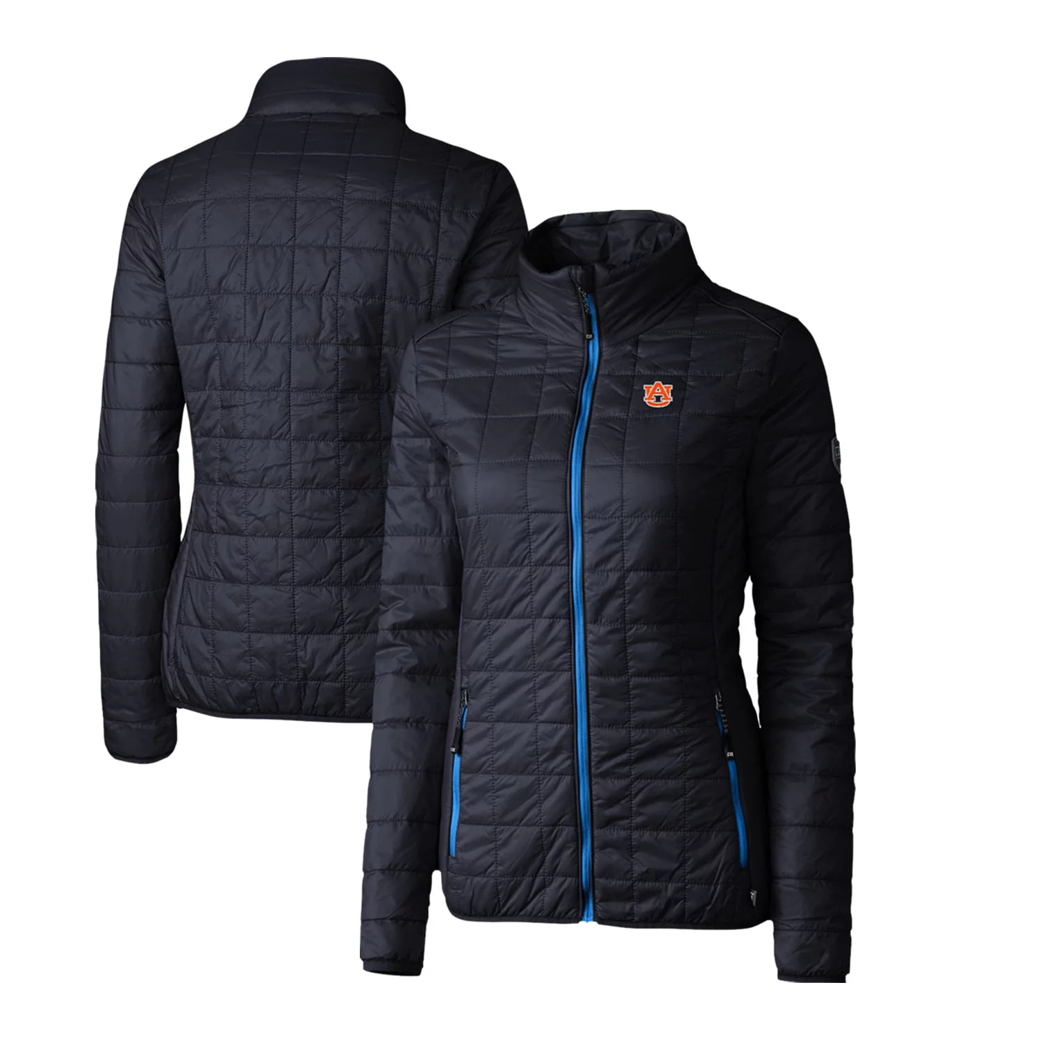 Women's Cutter & Buck Navy Auburn Tigers Rainier Eco Insulated Puffer Full-Zip Jacket