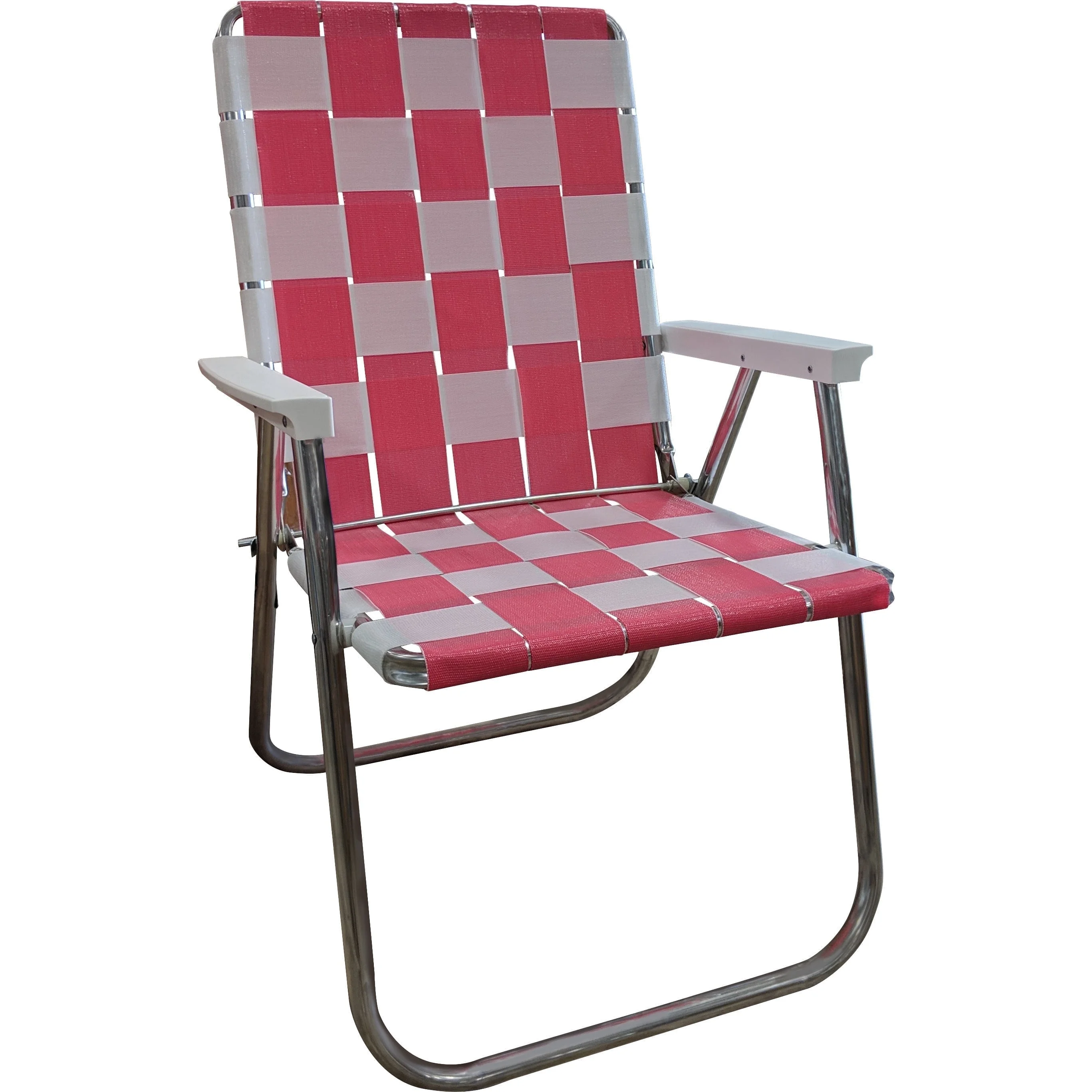Lawn Chair USA Classic Folding Aluminum Webbed Chair |Bright White with White Arms