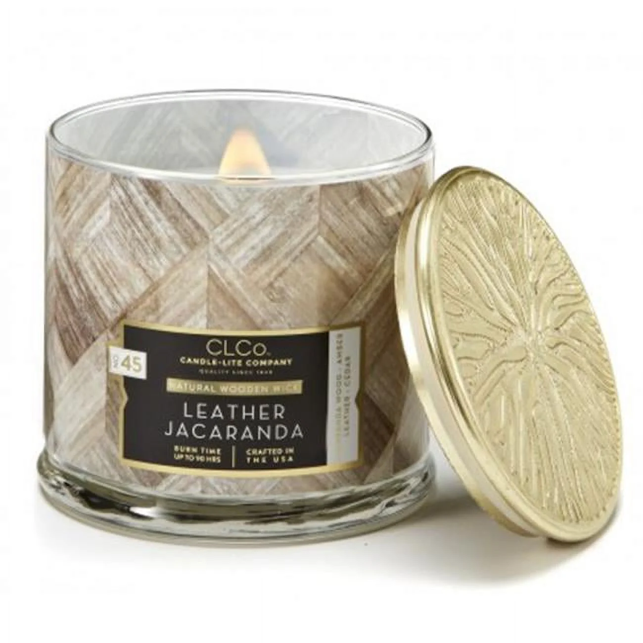 Candle Lite  14 oz Leather Jacaranda Wood Wick Candle