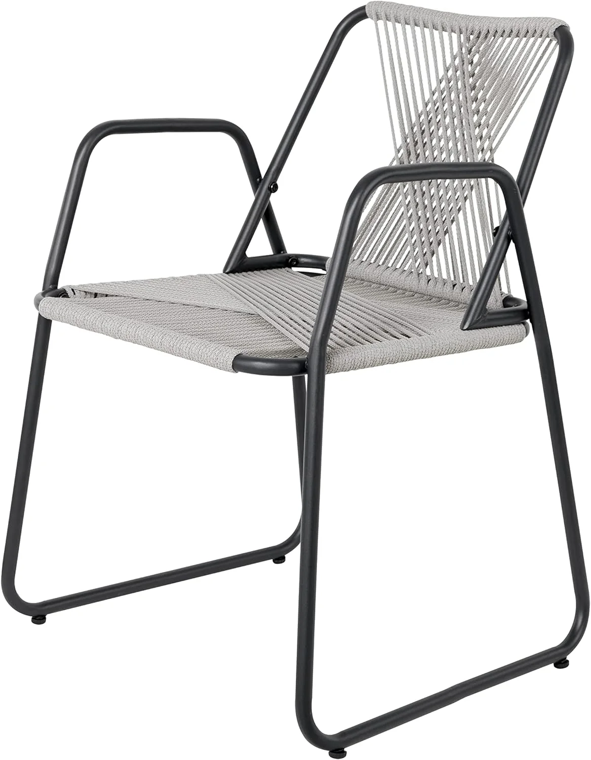 NUU GARDEN Outdoor Bistro Chair, Woven Rope Conversation Patio Chair, All Weather Patio Furniture Chair for Garden, Deck, Backyard, Balcony, Porch, Black