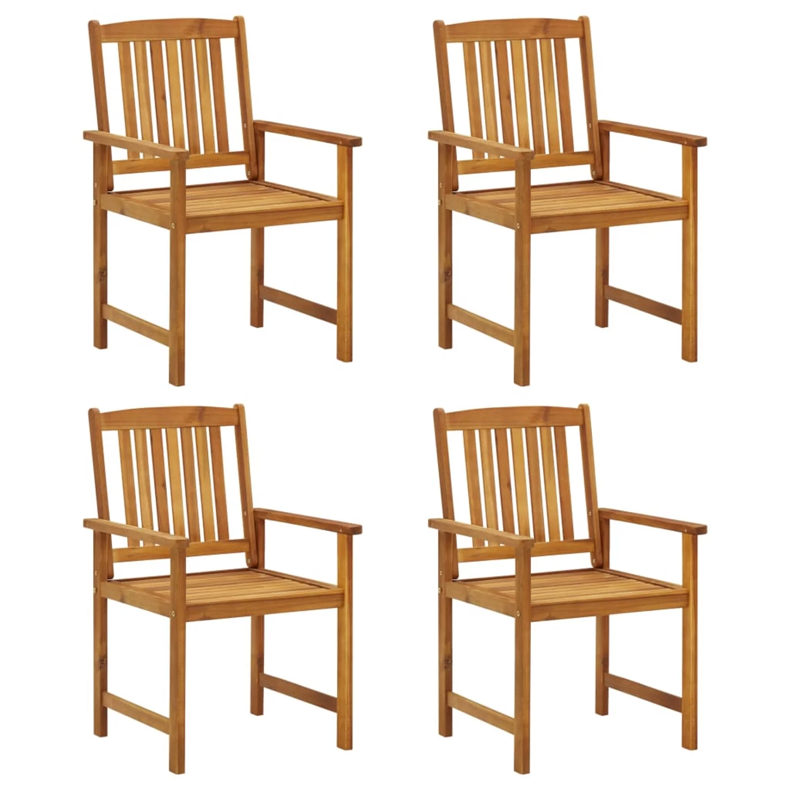 Anself 4 Piece Garden Chairs with Anthracite Cushion Acacia Wood  Dining Chair for Patio, Balcony, Backyard,  Furniture 24 x 22.4 x 36.2 Inches (W x D x H)