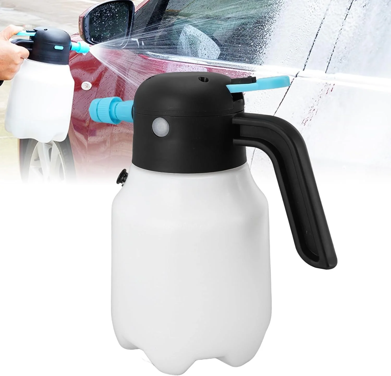 Handheld Foam Sprayer, 2000mAh 1.8L Cordless Pressurized PP Electric Foam Spray Bottle Foam Cannon for Car Washing Garden