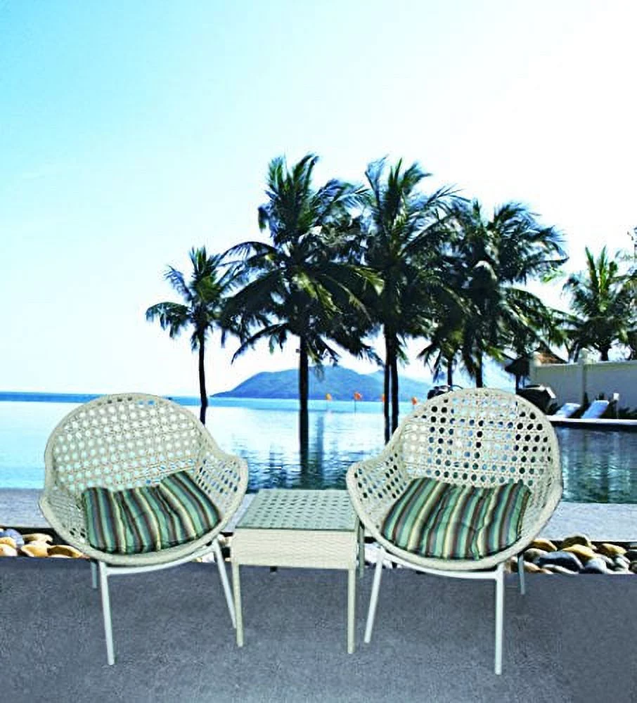 Infinity INCB CASABLAMCA Casablanca Outdoor PE Rattan Wicker Chairs & Tempered Glass Top Coffee Table