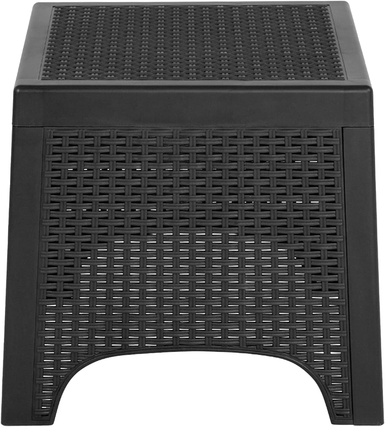 YANRUI Seneca Dark Gray Faux Rattan Plastic Chair Set with Matching Side Table