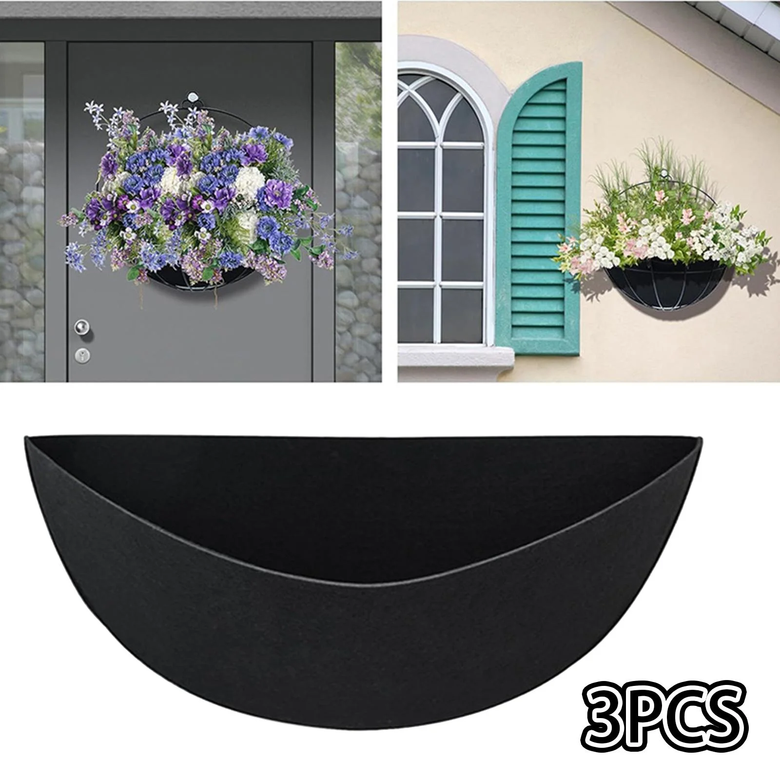 SunniMix 3 Pieces Fabric Planter Basket Liner Foldable and Breathable Flower Basket Liner 14in