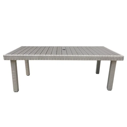 Buumin Balcones Outdoor Furniture, Wicker Rectangular Dining Table, Gray