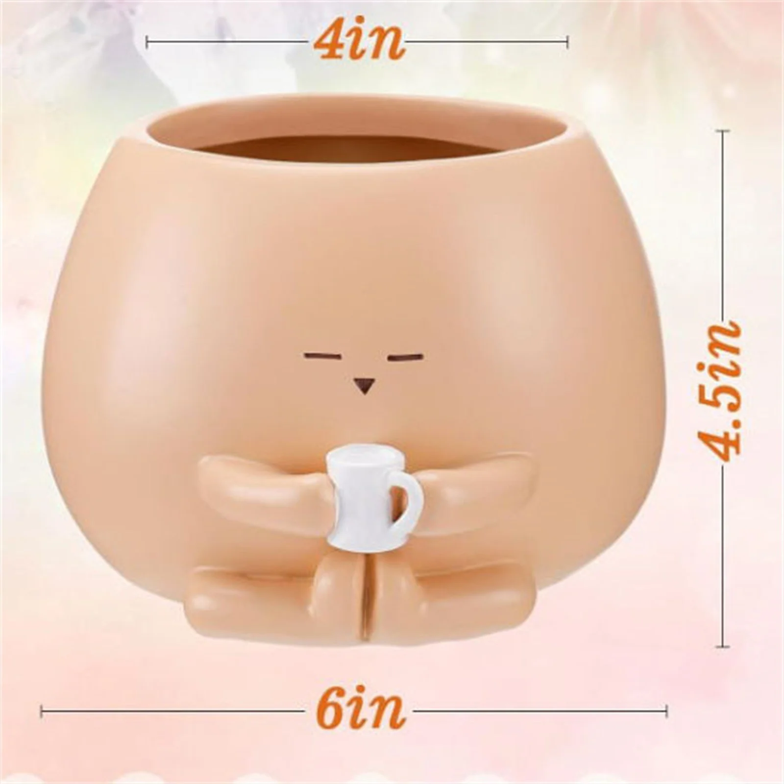 pdqouc Indoor Plants Holding Cup Resin Flower Plant Pot Cute Design Resin Head with Bottom Hole Flower Pots for Indoor Plants for Aloe Cactus Succulent Daisy Orchi
