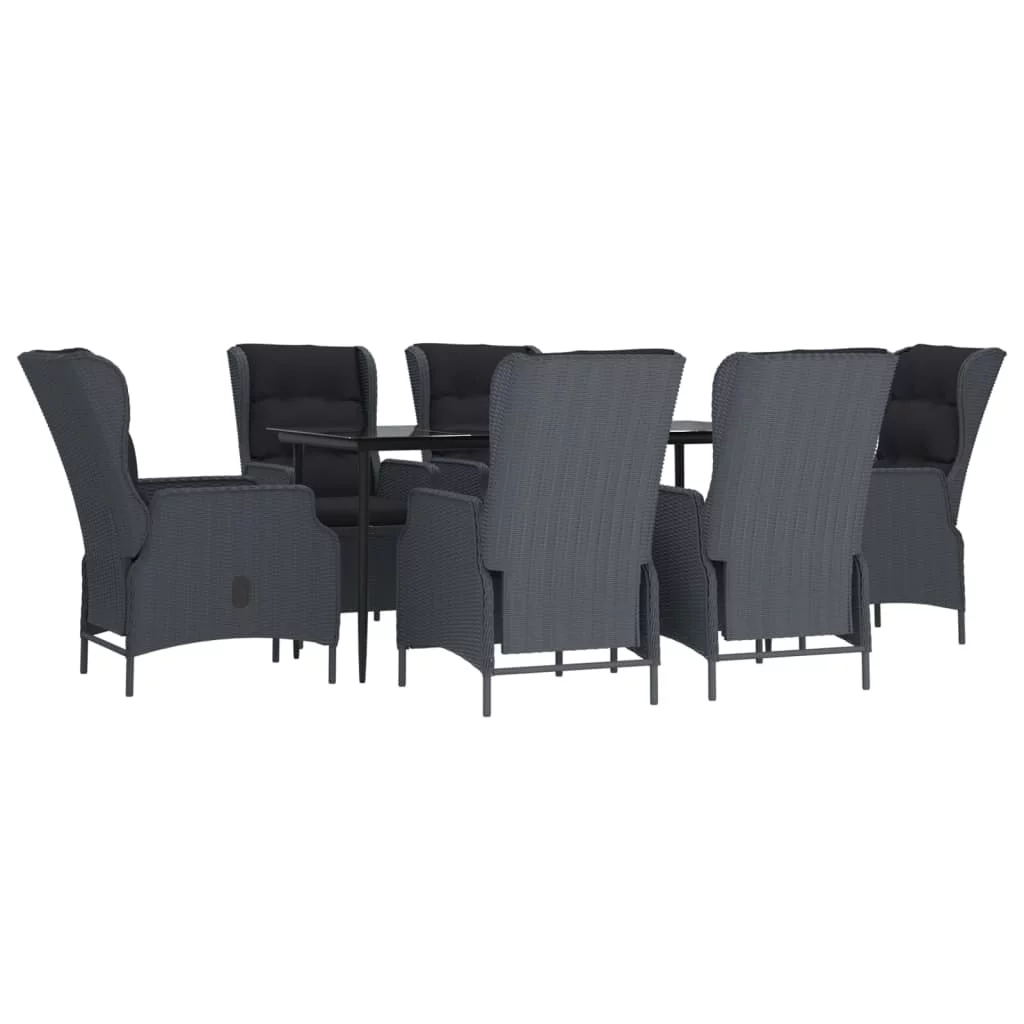 Suzicca 7 Piece Patio Dining Set Dark Gray Poly Rattan