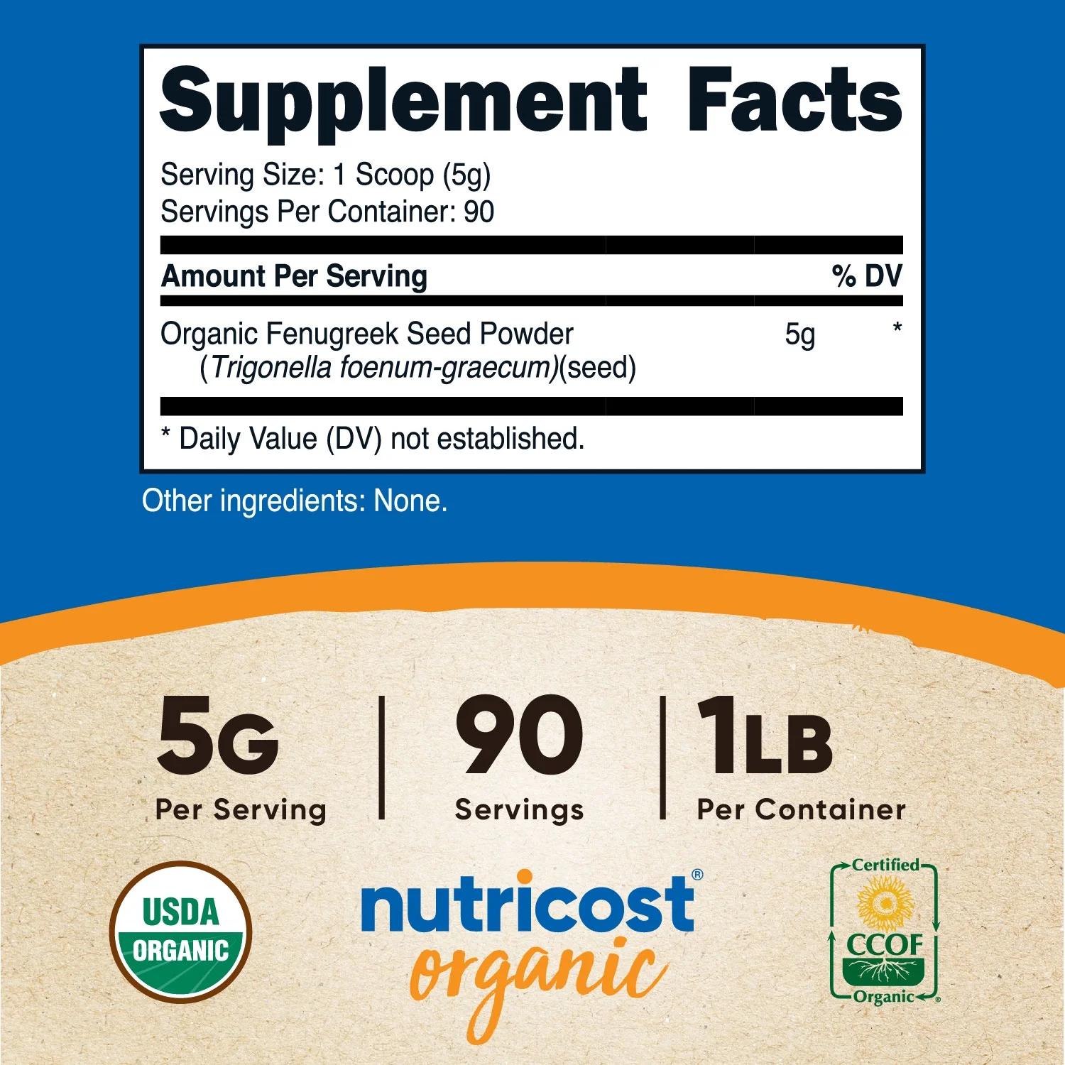 Nutricost Organic Fenugreek Powder 1 LB - Gluten Free, Non-GMO Supplement