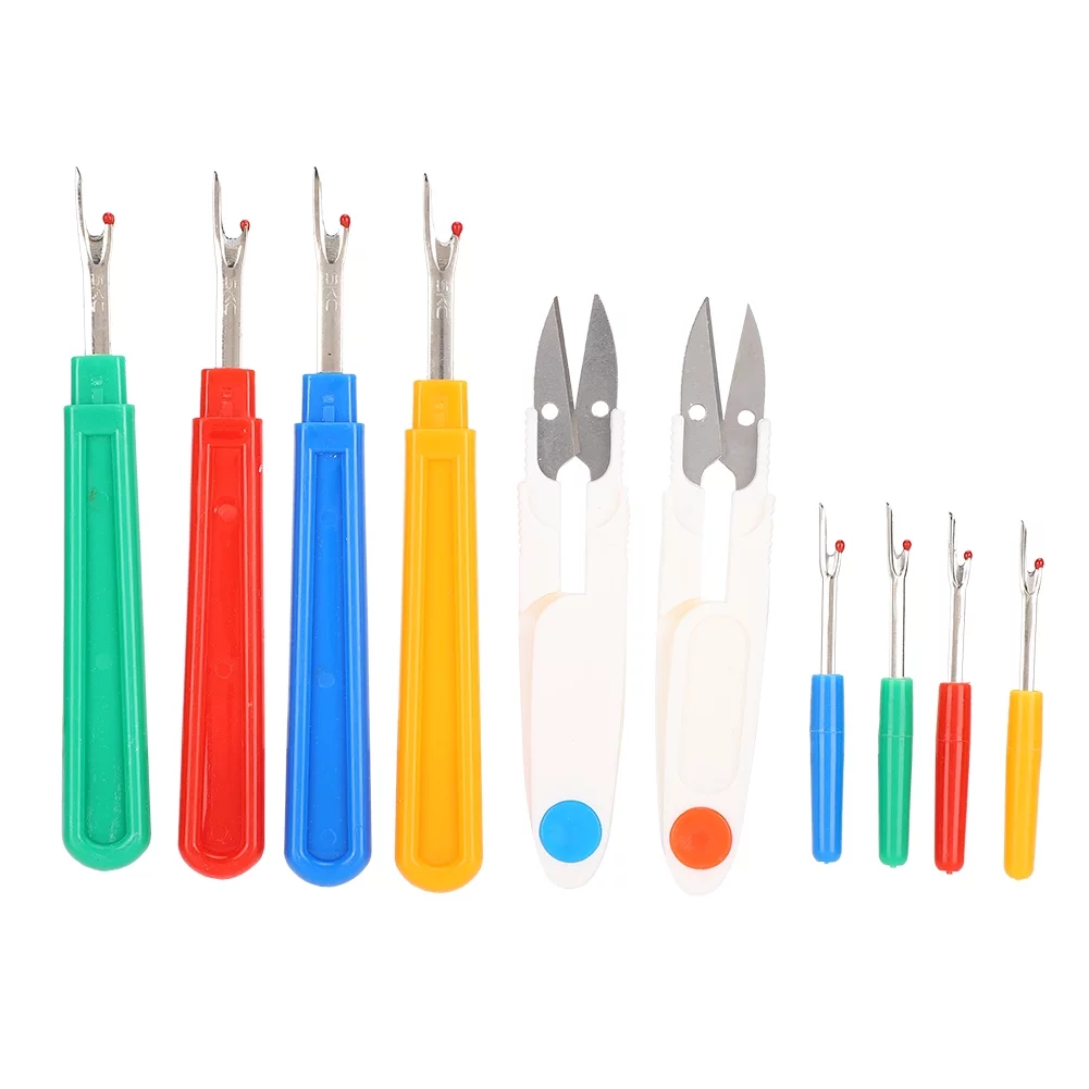 Sewing Tools, Delaman 1 Set Colorful Sewing Tools Sewing Scissors Yarn Thread Cutter Seam Rippers with Plastic Handles
