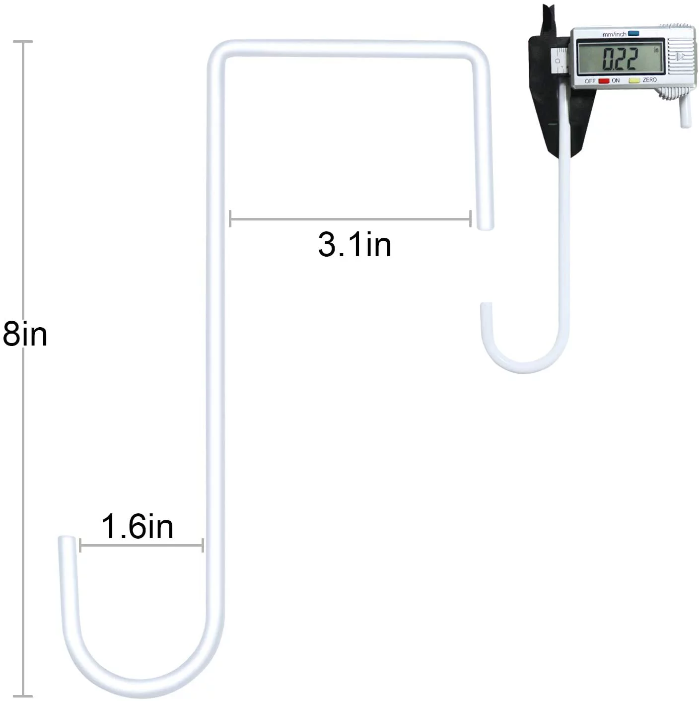 8 Pack Vinyl Fence Hooks, 3 x 8 inch Pergola Hooks Powder Coated Steel Patio Fence Hangers for Hanging Plants, Planters, Bird Feeders, Lights