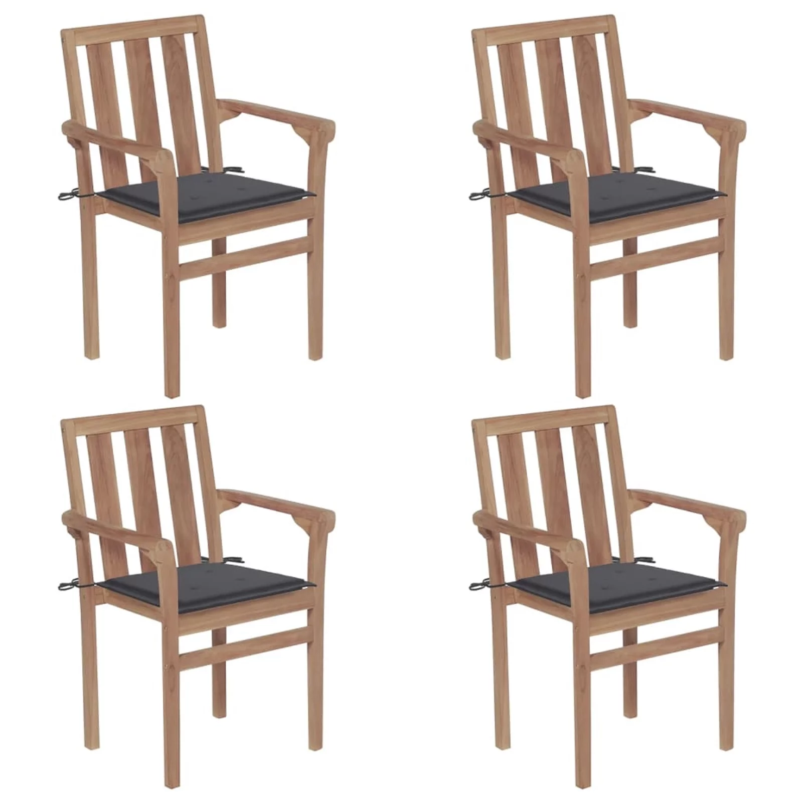 ametoys Stackable Patio Chairs with Cushions 4 pcs Solid Teak Wood