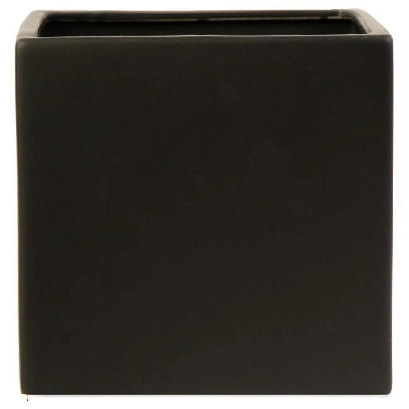 Ceramic Square Pot, Matte Black - Medium