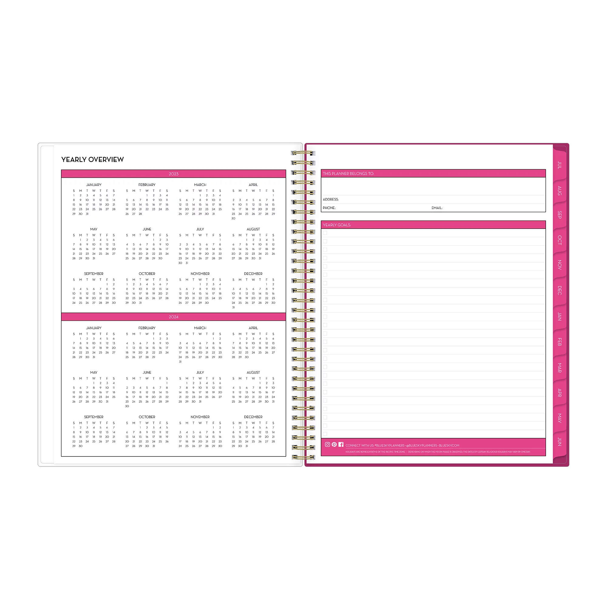 2023-2024 Weekly Monthly Planner, 8.5x11, Blue Sky, Mahalo