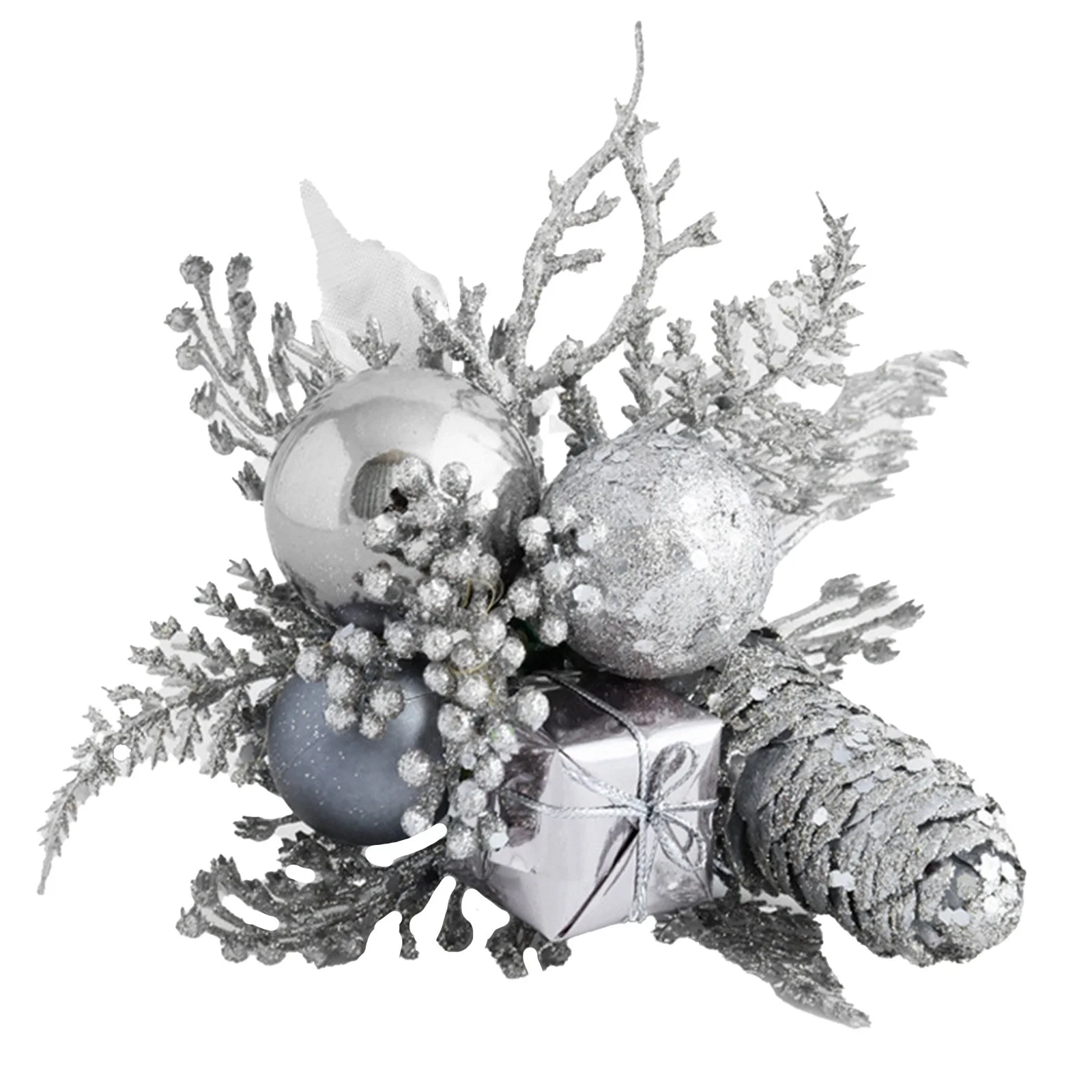 NLLSHGJ Christmas Cuttings Gold Silver and Red Christmas Ball Cuttings Spruce Cuttings Christmas Decoration Flower Cuttings