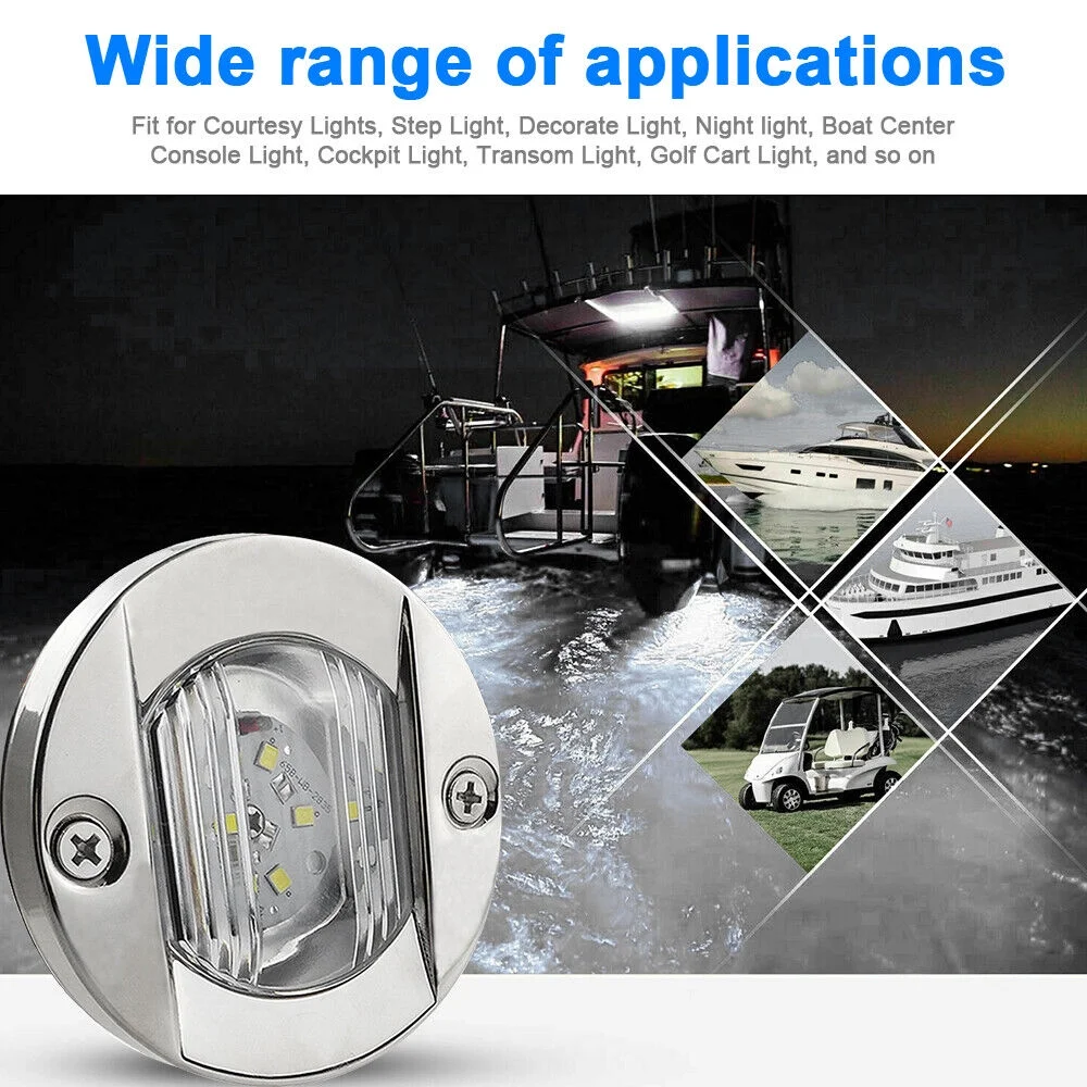 EROCK 2Pcs White Round Marine Boat LED Stern Transom Lights Cabin Deck Courtesy Light