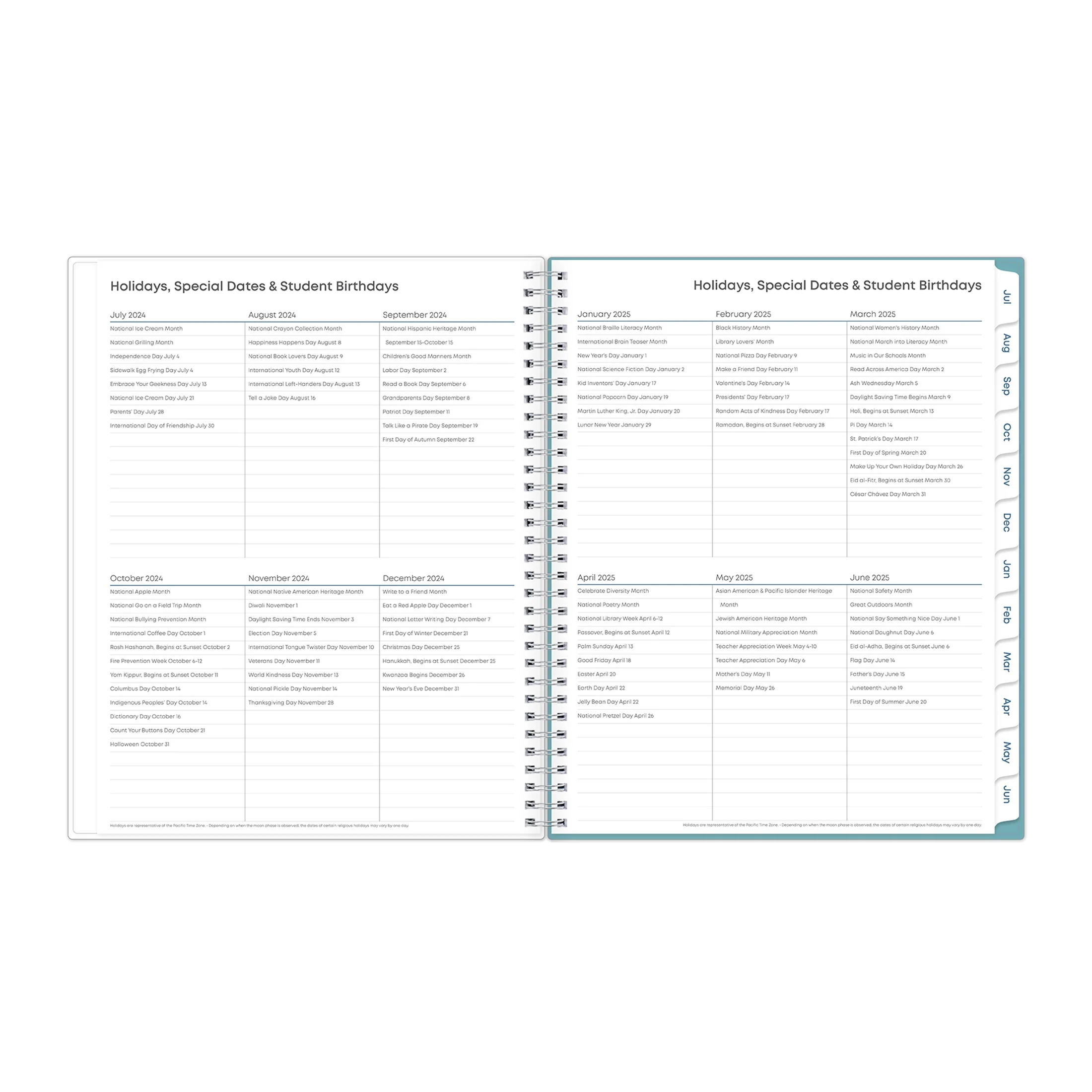2024-2025 Teacher Lesson Planner, 8.5x11, Blue Sky, Teacher Dots