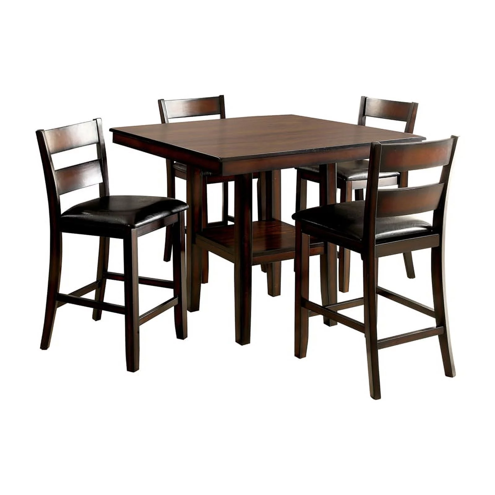 Furniture of America Berkshire Wood 5-Piece Counter Dining Set in Brown Cherry