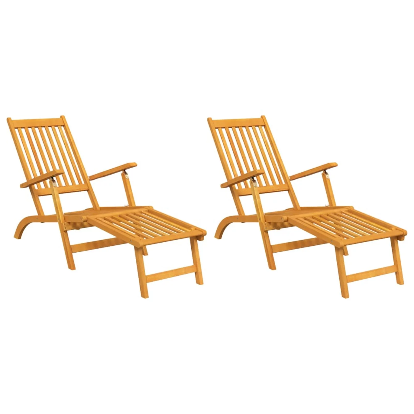 Aibecy Patio Deck Chairs with Footrests 2 pcs Solid Wood Acacia
