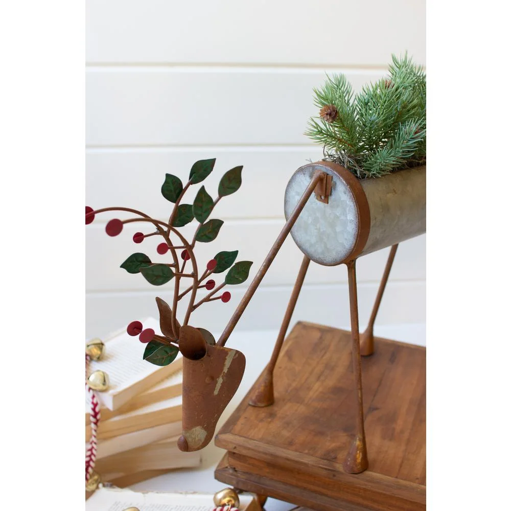 Kalalou Inc Set Of Two Painted Metal Reindeer Planters