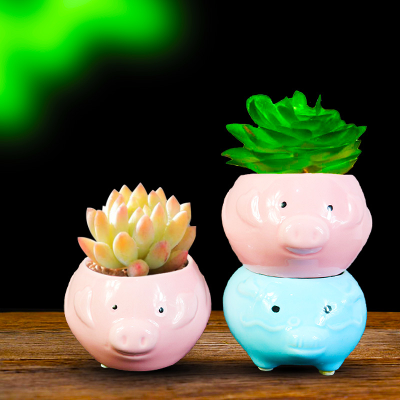 Adorable Miniature Cute Animal Ceramic Flower Pot Planters for Cartoon Succulent Plants - Charming Pots for Garden Decoration