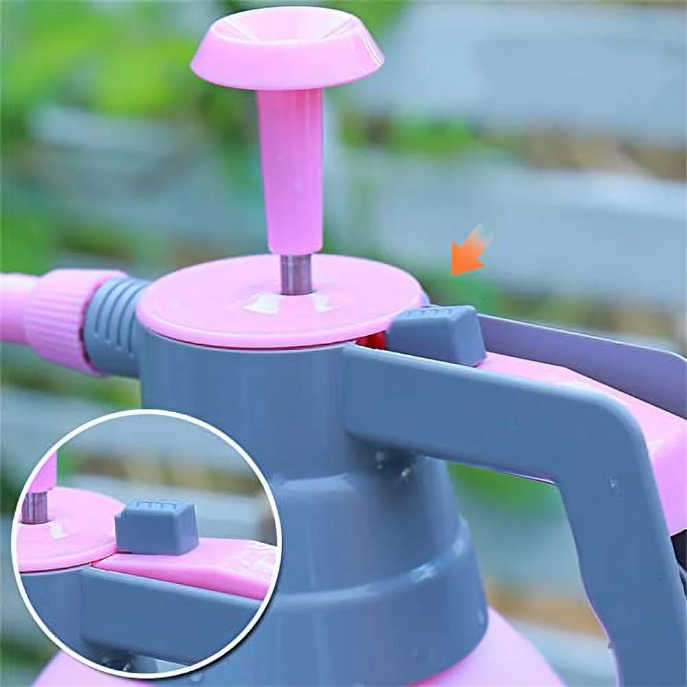 2L Garden Pump Sprayer,Spray Bottle Manual Garden Sprayer Hand-held Pressure Sprayer Bottle with Adjustable Brass Nozzle Thickened Water Sprayer for Garden(Pink)
