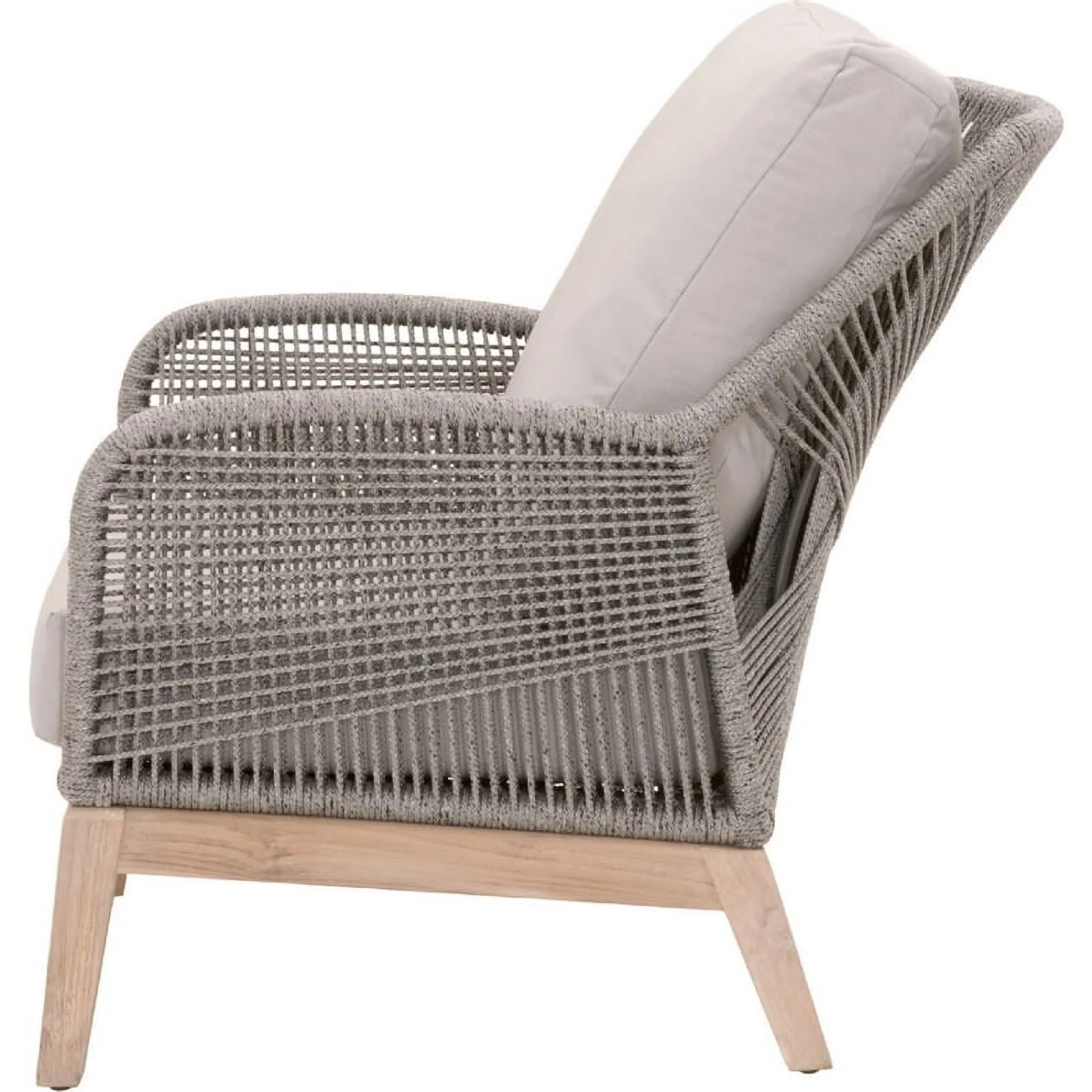 Intricate Rope Weave Club Chair with Removable Cushions Gray and Brown