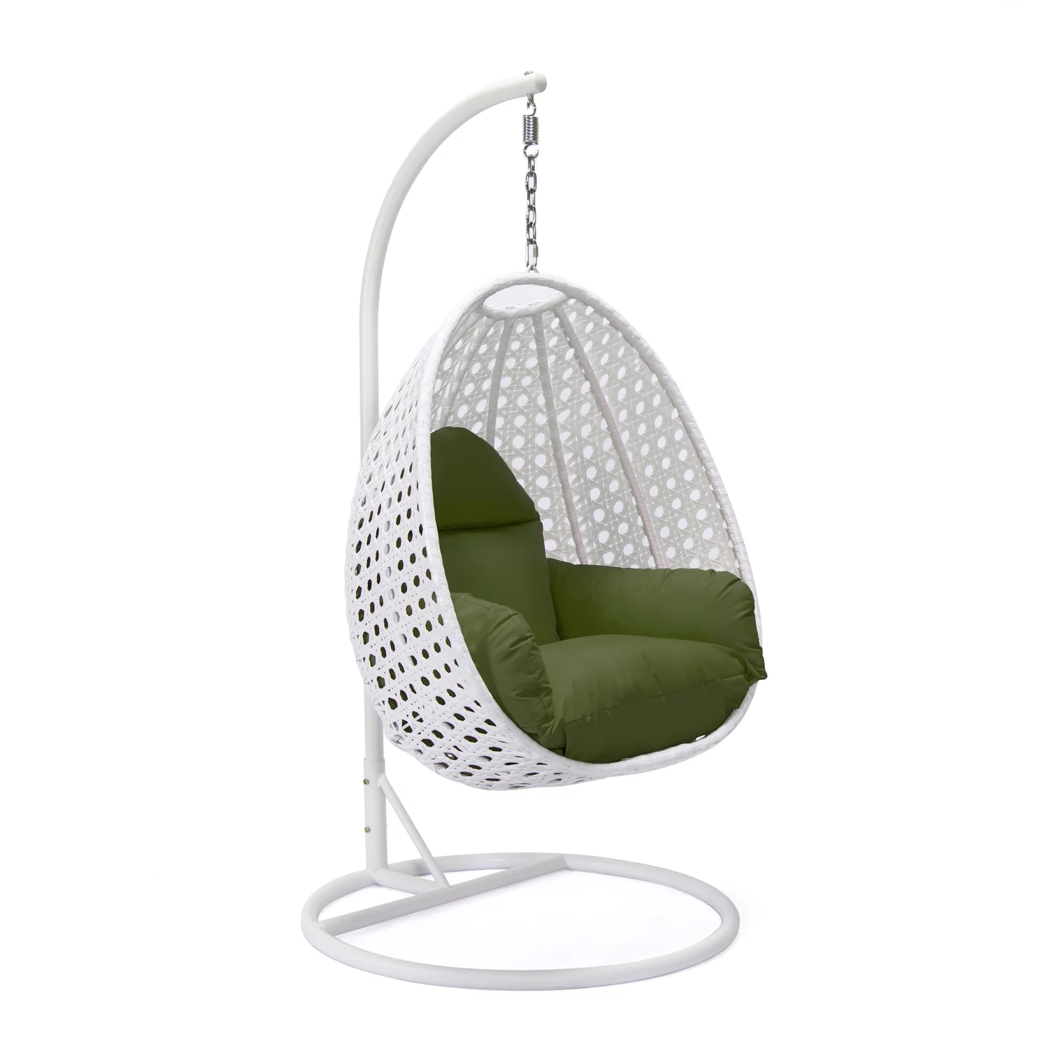 Maykoosh Coastal Cool White Wicker Hanging Egg Swing Chair