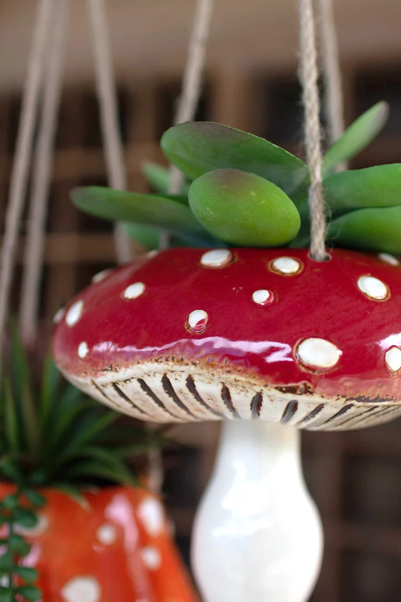 Hanging Toadstool Planters Set