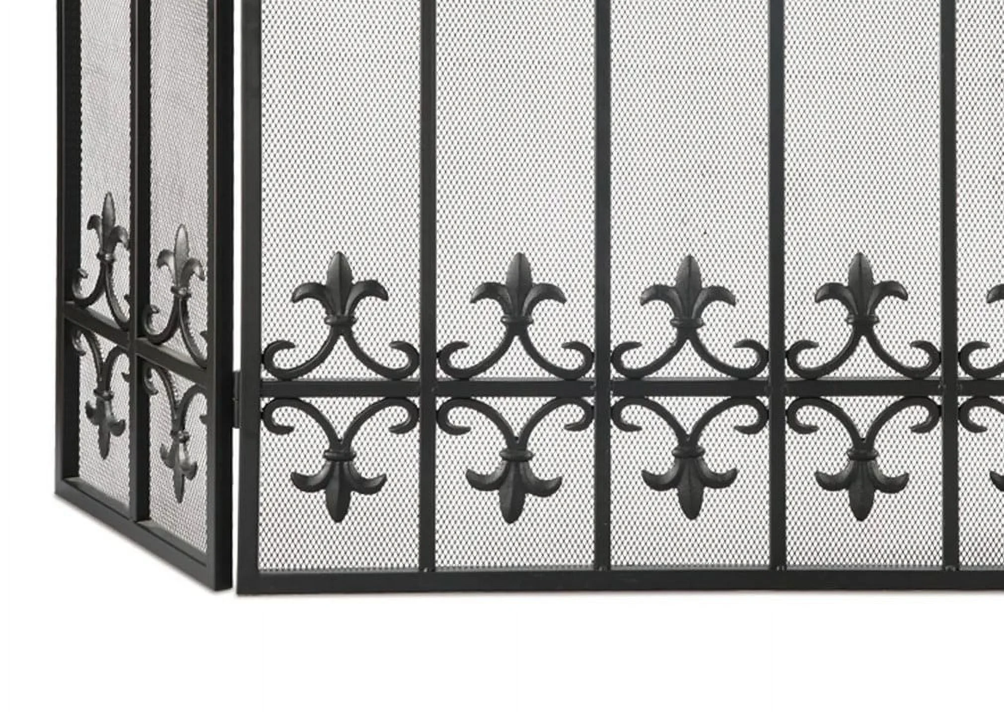 SPI Fleur de Lis 3 Panel Iron Fireplace Screen