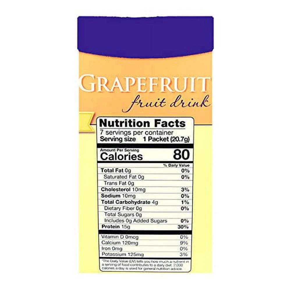 HealthyWise - High Protein Diet Fruit Drink - 15g Protein - Low Calorie - Low Carb - Low Sugar - Fat Free, 7 Servings Per Box (Grapefruit)