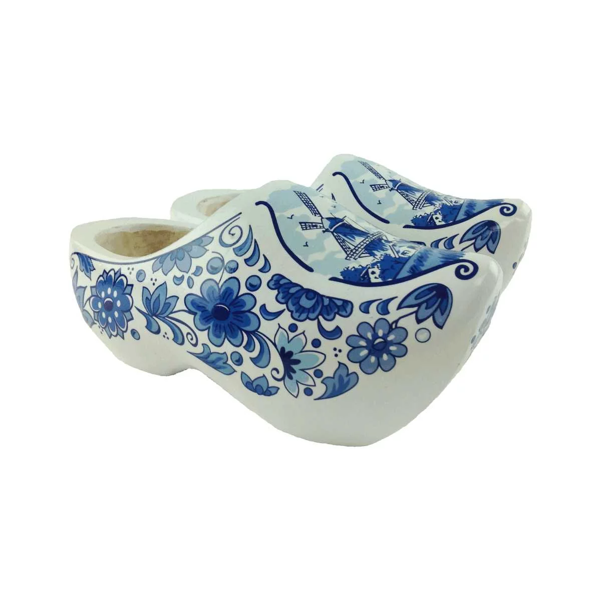 DUTC Oktoberfest Haus Dutch Carved Blue and White Wooden Doll Shoes Decorative Clogs for Home Decor Gift