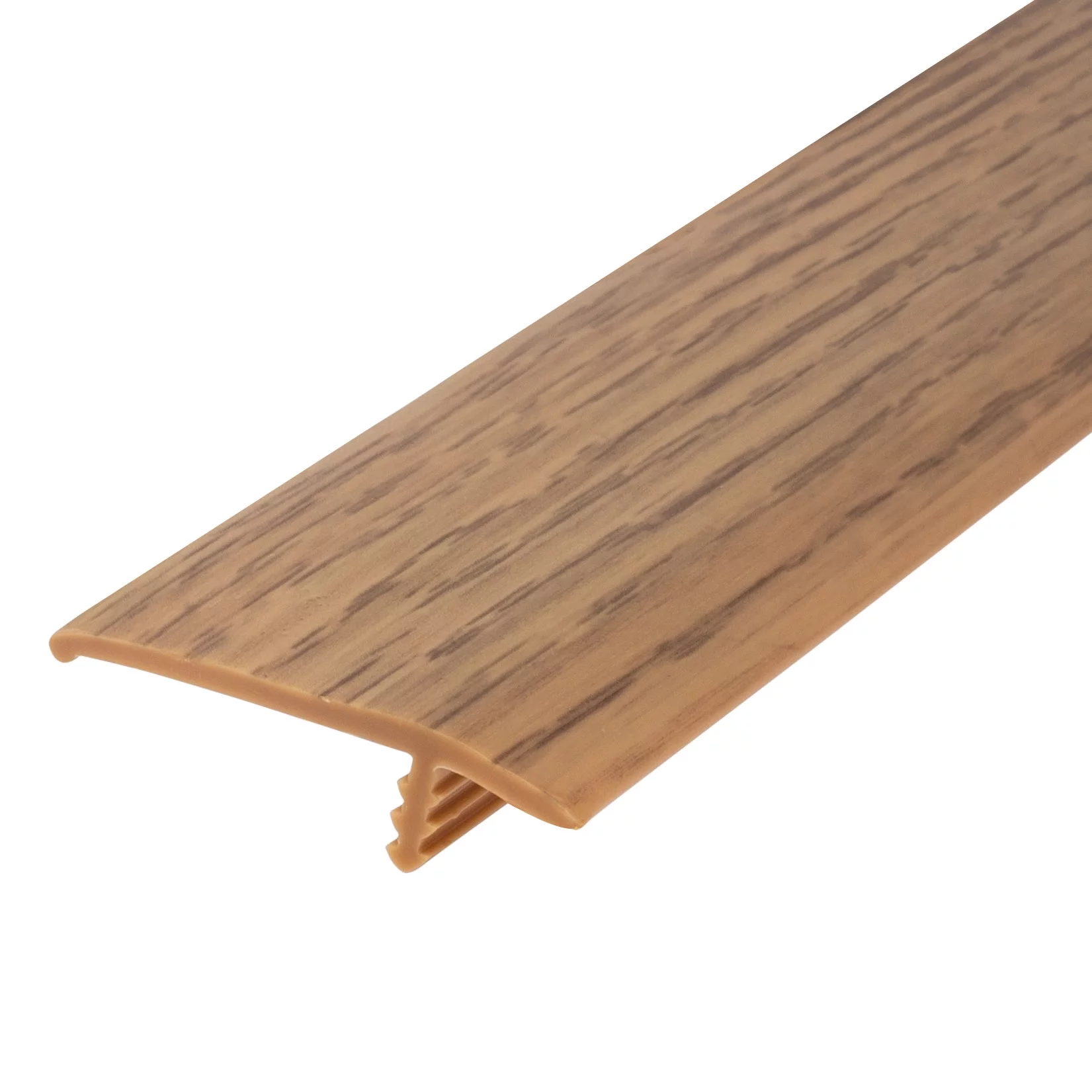 Outwater Plastic T-molding 1-1/2 Inch Natural Oak Woodgrain Flexible Polyethylene Off-Set Barb Tee Moulding 250 Foot Coil