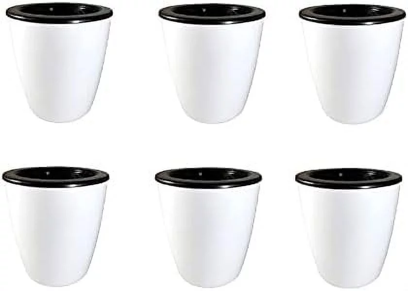 6 Sets Two- Nested Self Watering Planter Modern Flower For African Violet, Ocean Spider Plant, Orchid, Herbs, Succulents, White, Diameter 4''-5''