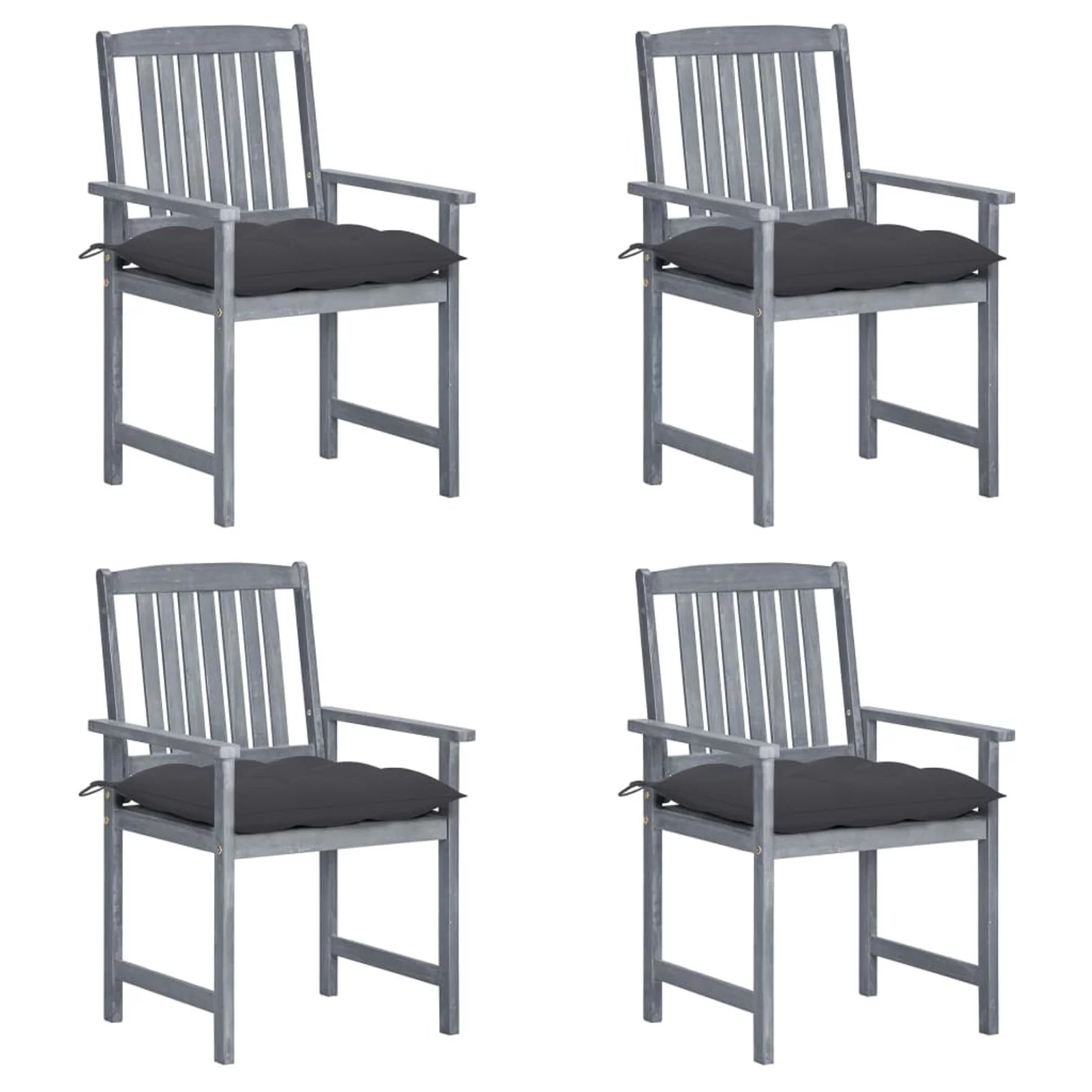 Suzicca Patio Chairs with Cushions 4 pcs Gray Solid Acacia Wood