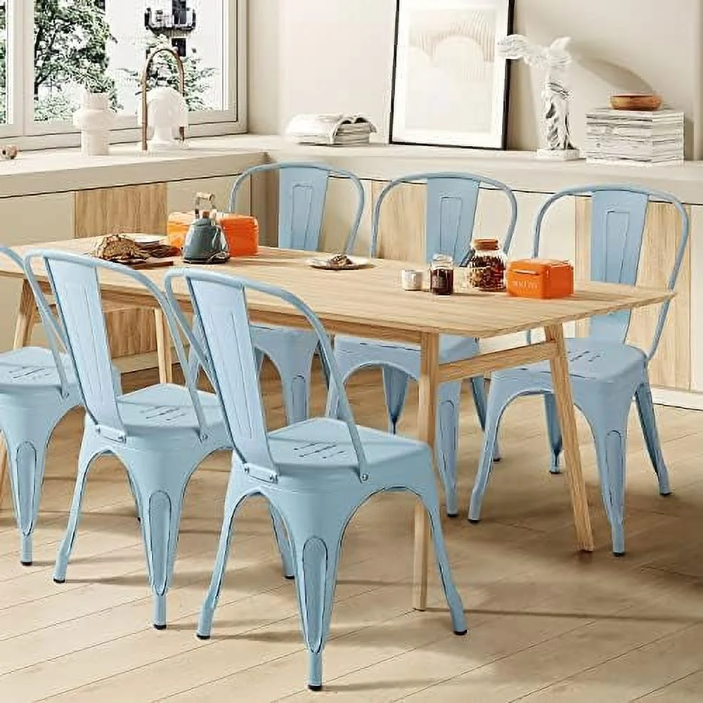 ZWNLKQG Metal Dining Chair Indoor Outdoor Use Stackable Chic Side Classic Trattoria Metal Chairs Set of 4 for Kitchen  Dining Room  Bistro and Cafe (Distressed )